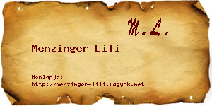 Menzinger Lili névjegykártya